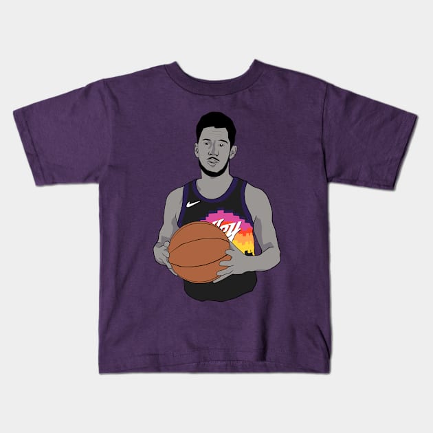 Devin Booker Phoenix Basketball Minimalist Kids T-Shirt by Hevding